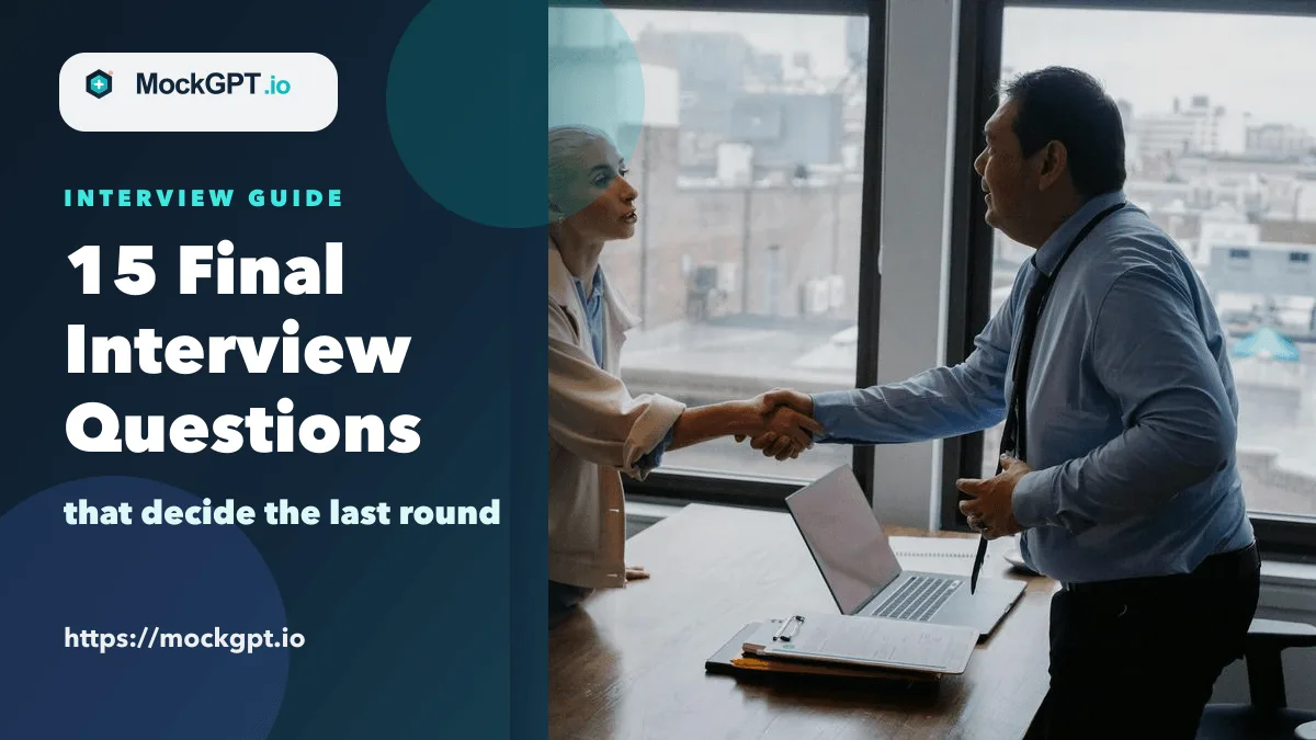 MockGPT cover for final interview questions with last-round interview handshake scene and title text