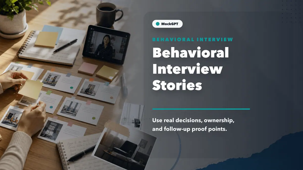 Behavioral interview story bank with leadership conflict failure impact learning and tradeoff cards