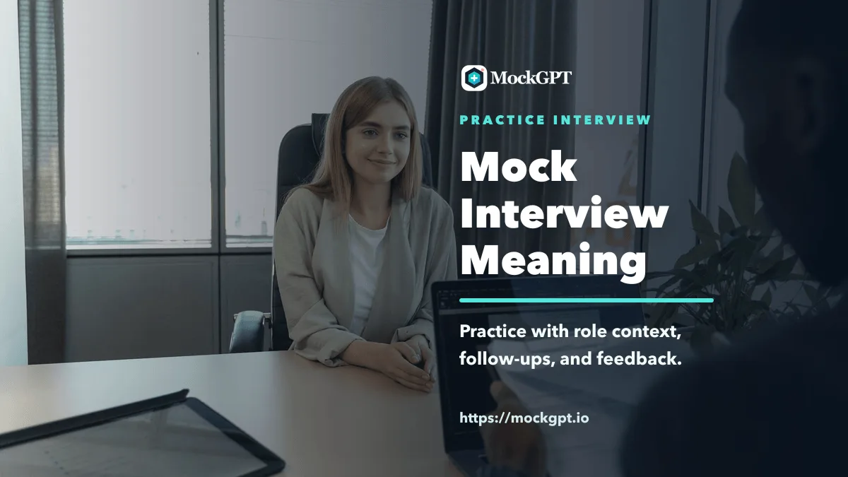 MockGPT cover for mock interview meaning with a candidate in a practice interview and keyword-focused cover text