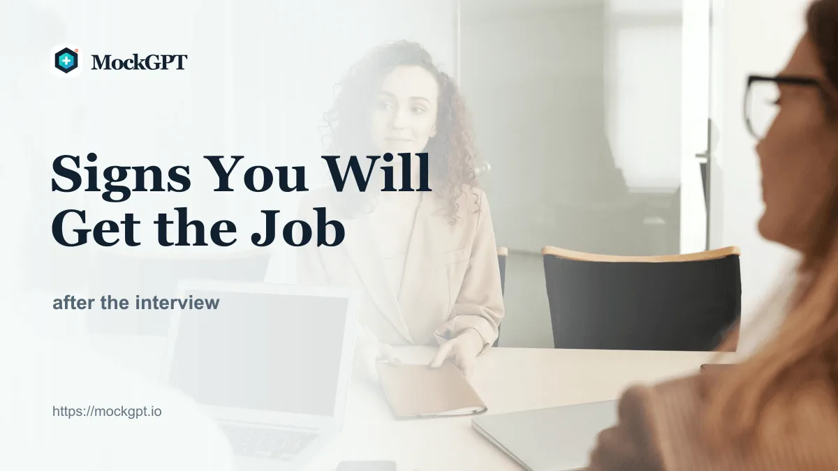 MockGPT cover for signs you will get the job after interview with a candidate panel scene and keyword-focused cover text