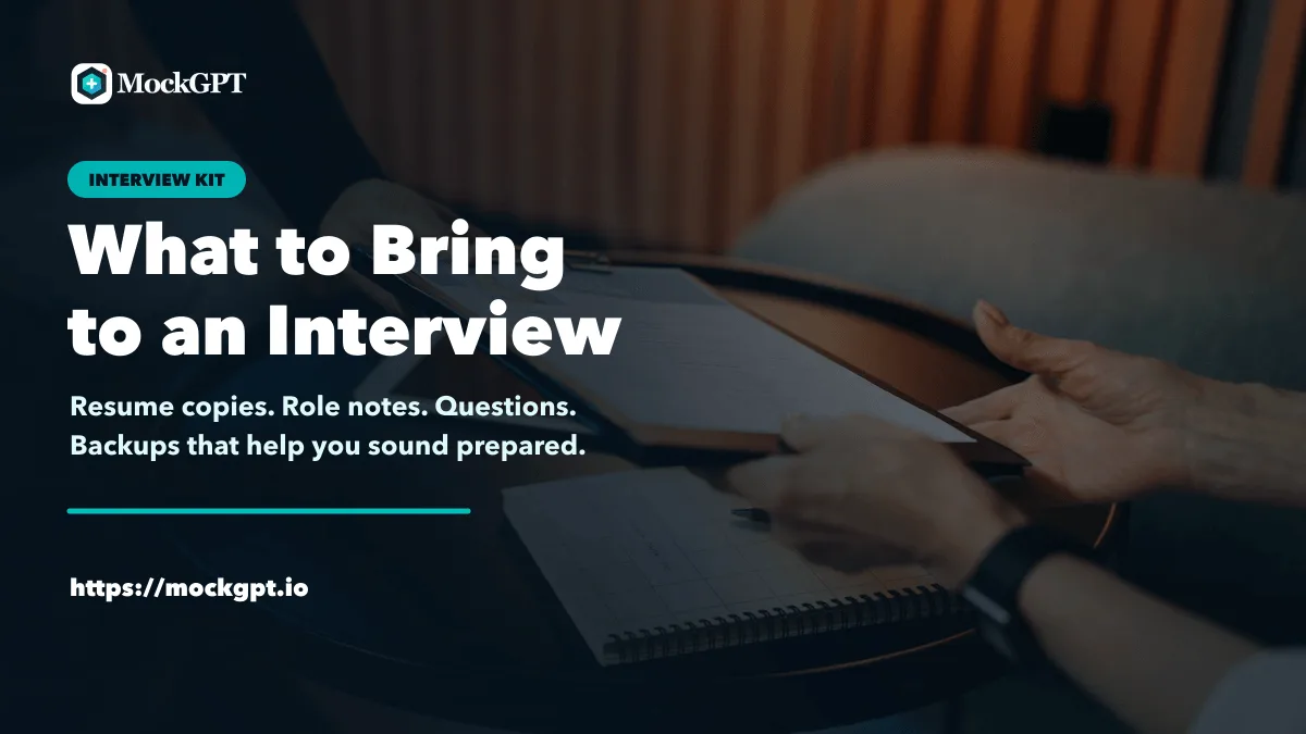 MockGPT cover for what to bring to an interview with resume materials and keyword-focused cover text